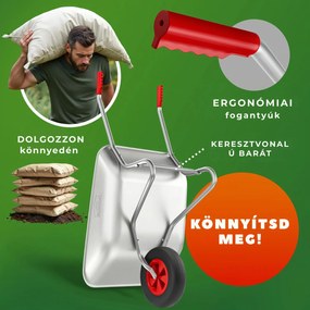 LARRY horganyzott talicska, max. kapacitás 80l/100kg, ezüst/fekete Gardebruk