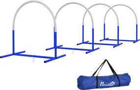 PawHut Kutyás Agilitási Edzőfelszerelés, Kutyás Agilitási Készlet, 4 darabos akadálykészlet idősebb kutyák számára, kutyaedző készlet szállító táskáva