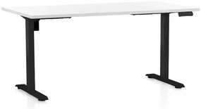 Állítható magasságú asztal OfficeTech B, 160 x 80 cm, fekete alap, fehér