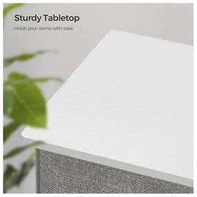 Komód, tárolóegység 8 könnyen kihúzható textilfiókkal, világosszürke és fehér színben