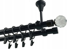 Függönykarnis dupla fém mennyezeti fekete matt mix végek 19+19 mm 320 cm