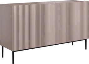Nicole komód 150 cm háromajtós, martellázott előlappal - antik rózsaszín MDF / fekete lábak