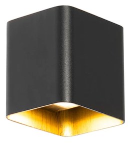 Modern fekete fali lámpa LED-del IP54 négyzet alakú - Evi