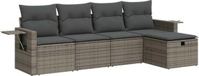 vidaXL 5 részes szürke polyrattan kerti ülőgarnitúra párnákkal
