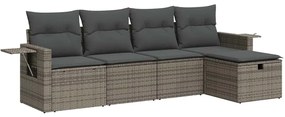 vidaXL 5 részes szürke polyrattan kerti ülőgarnitúra párnákkal