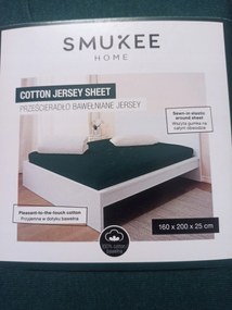 Gumis pamut jersey lepedő 160x200 zöld
