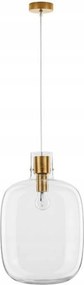 Nova Luce függeszték Cinzia átlátszó üveg fehér kábel sárgaréz arany fém E2