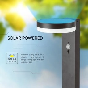 LED Napelemes lámpa érzékelővel LED/2W/3,7V IP54 3000K kerek fekete