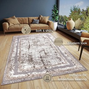 Bézs-ezüstszínű szőnyeg 200x280 cm Shine Classic – Hanse Home