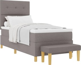 vidaXL Boxrugós ágy matracmal fejtámlával Tópszínű 90 x 200 cm szövet