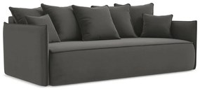 Sötétszürke bársony kinyitható-tárolóhelyes kanapé 225 cm Hula – Makamii