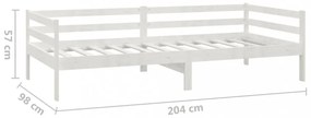 fehér tömör fenyőfa dívány fiókokkal 90 x 200 cm