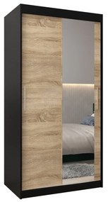 Ruhásszekrény 100 cm Toki 2 (matt fekete + szonoma tölgy). 1064964