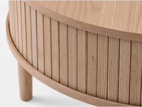 Világos natúr színű kerek dohányzóasztal tölgyfa dekorral ø 85 cm Meta – Unique Furniture