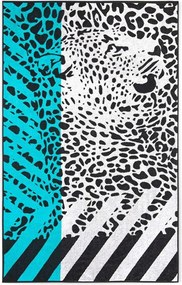 Behúzható strandtörölköző 100x160 Leo kék leopárd pöttyös Zwoltex