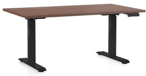 Állítható magasságú asztal OfficeTech D, 140 x 80 cm, fekete alap, dió