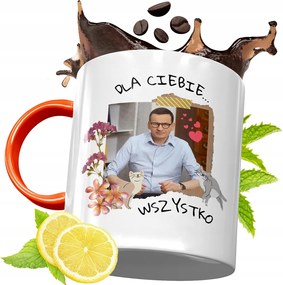 Narancssárga Bögre Mateusz Morawiecki Ajándék fényképes nyomtatással