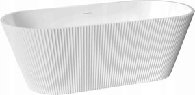 Nagyméretű szabadonálló bordázott kád 170x75 ovális fehér