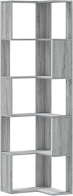 vidaXL 5 szintes szürke szerelt fa sarok könyvespolc 50 x 50 x 179 cm