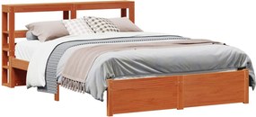 vidaXL Ágykeret fejtámlával Faggyú barna 150 x 200 cm Tömör fenyőfa