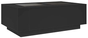 fekete végtelen hatású LED-es dohányzóasztal 116 x 69 x 40 cm