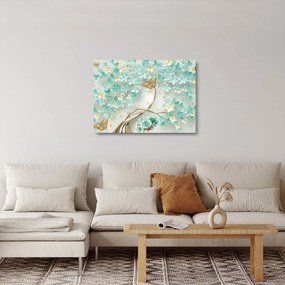 Virágok pillangóval képe (üvegen) (70x50 cm)