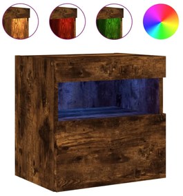 2 db füstös tölgy fali TV-szekrény LED-ekkel 40x30x40 cm