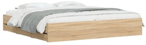 sonoma tölgyszínű szerelt fa ágykeret 200 x 200 cm