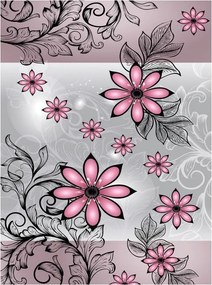 Fotótapéta flizelina Rózsaszín Virágok Fekete Örvények Színátmenetes hatás 206x275 +ragasztó