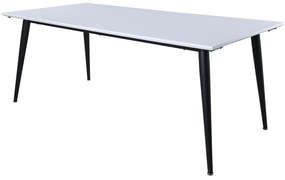 Asztal Dallas 1718Fehér, Fekete, 76x90x195cm, Hosszabbíthatóság, Közepes sűrűségű farostlemez, HPL, Fém