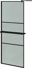 vidaXL fekete ESG üveg és alumínium zuhanyfal polccal 80 x 195 cm