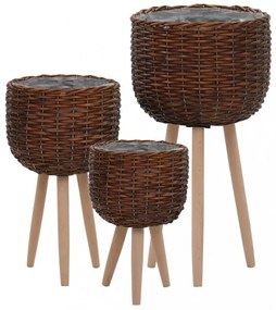 vidaXL 3 darabos PE béléses fonott virágtartó-garnitúra