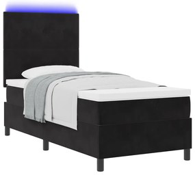 Ágybetét Matrac és LED Fekete 80x200 cm Bársonyos