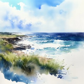 Vászonkép Canvas Tájkép Kilátás Tenger Tengerpart Hullámok Tengerpart 80x80