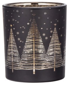 Altom Golden Christmas tree Üveg gyertyatartófekete, átmérő 9 x 10 cm