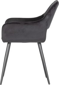 Fekete kárpitozott karfás étkezőfotel szett 2 db-os Jelle – WOOOD