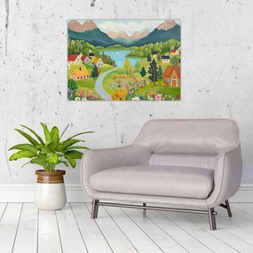 Kép - Falu a hegyekben (70x50 cm)