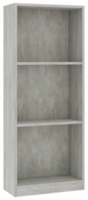 3 szintes betonszürke szerelt fa könyvszekrény 40x24x109 cm