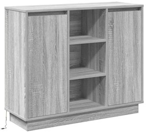 LED-es szekrény Szürke Sonoma 90x32x75 cm Mérnöki fa