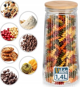 Bambusz Üveg konyhai ételtároló tartály ömlesztett termékek légmentesen záródó 1,4