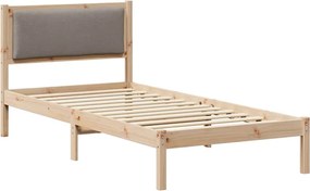 vidaXL Ágykeret fejtámlával Tópszínű 90 x 190 cm Tömör fenyőfa