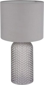 Globo 21735G Asztali lámpa, üveg szürke, textil szürke, kábel PVC fehér, billenőkapcsoló a kábelen, ø: 265mm, M: 500mm, kábel hossza 1300mm, 1x E27 60W 230V izzó nélkül