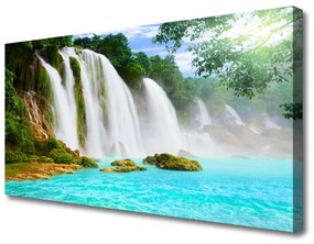 Vászonfotó Waterfall Lake Nature 120x60 cm