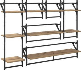 vidaXL Fali polc készlet 6 pcs Artisan tölgy 100 x 25 x 30 cm Faanyag