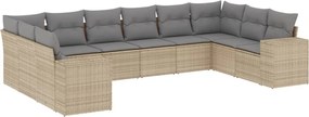 vidaXL 10 részes bézs polyrattan kerti ülőgarnitúra párnával