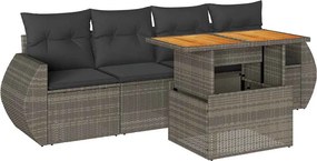 vidaXL 5 részes szürke polyrattan kerti ülőgarnitúra párnákkal