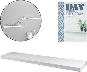 Fali polc SHELORA 120x23,5 cm, fehér