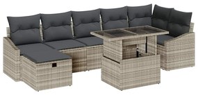 Kerti Kanapé Szett 8 pcs Világosszürke polirattan