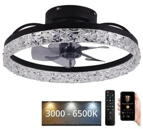 LED Dimmelhető mennyezeti lámpa ventilátorral LED/35W/230V 3000-6500K fekete + távirányító