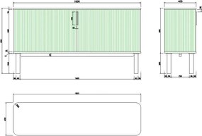 Natúr színű alacsony komód tolóajtóval, tölgyfa dekorral 160x80 cm Langley – Actona